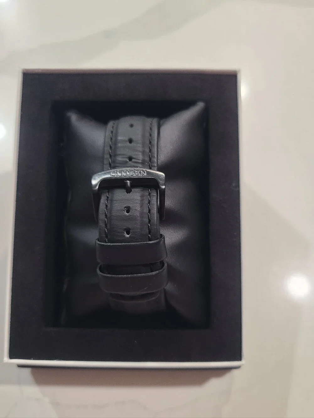 EUC ECO-DRIVE CITIZEN WEEKENDER WATCH BLACK LEATHER STRAP AW1135-19E